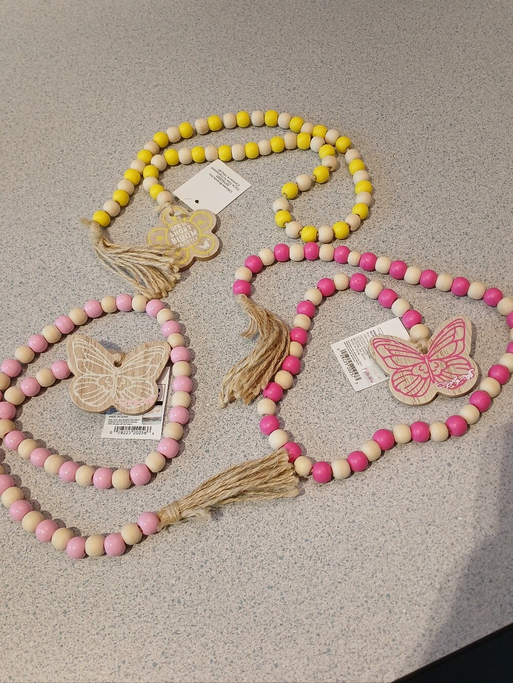 Lot of Three DG Dolly Parton Butterfly Flower Beaded Garlands NWT